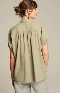pure jill relaxed button-front top