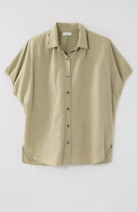 pure jill relaxed button-front top