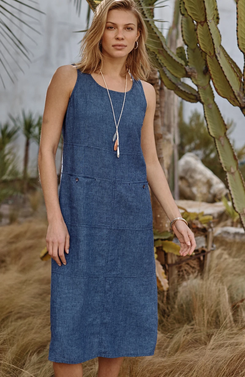 pure jill seamed linen dress