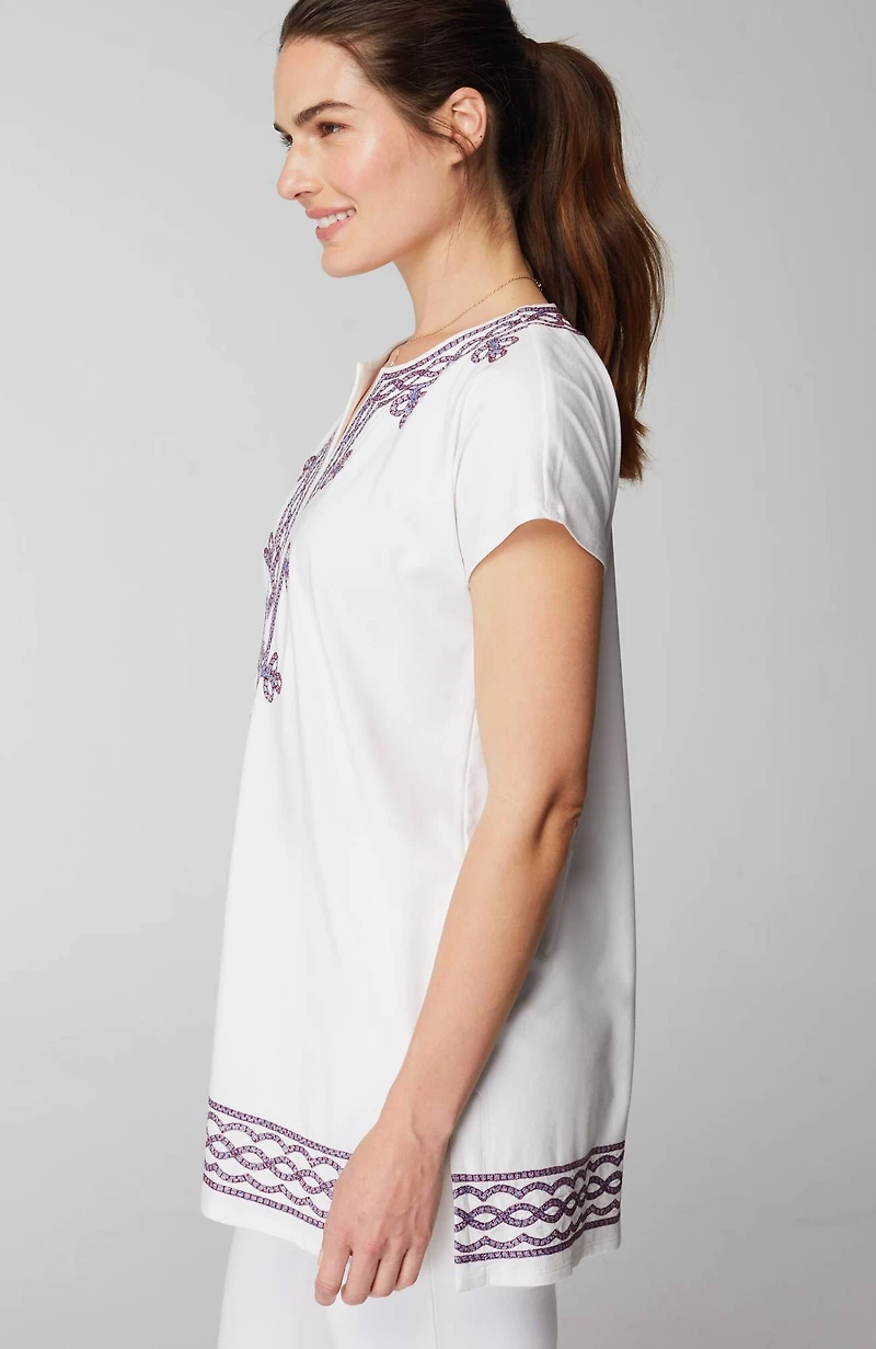 pure jill knit embroidered tunic