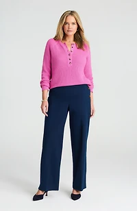side-button wide-leg trousers