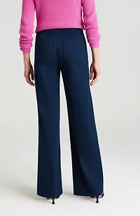 side-button wide-leg trousers