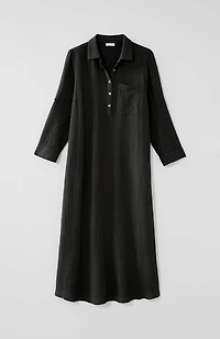cotton-gauze one-pocket shirtdress
