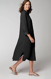 cotton-gauze one-pocket shirtdress
