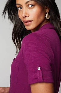 classic cotton-slub shirtdress