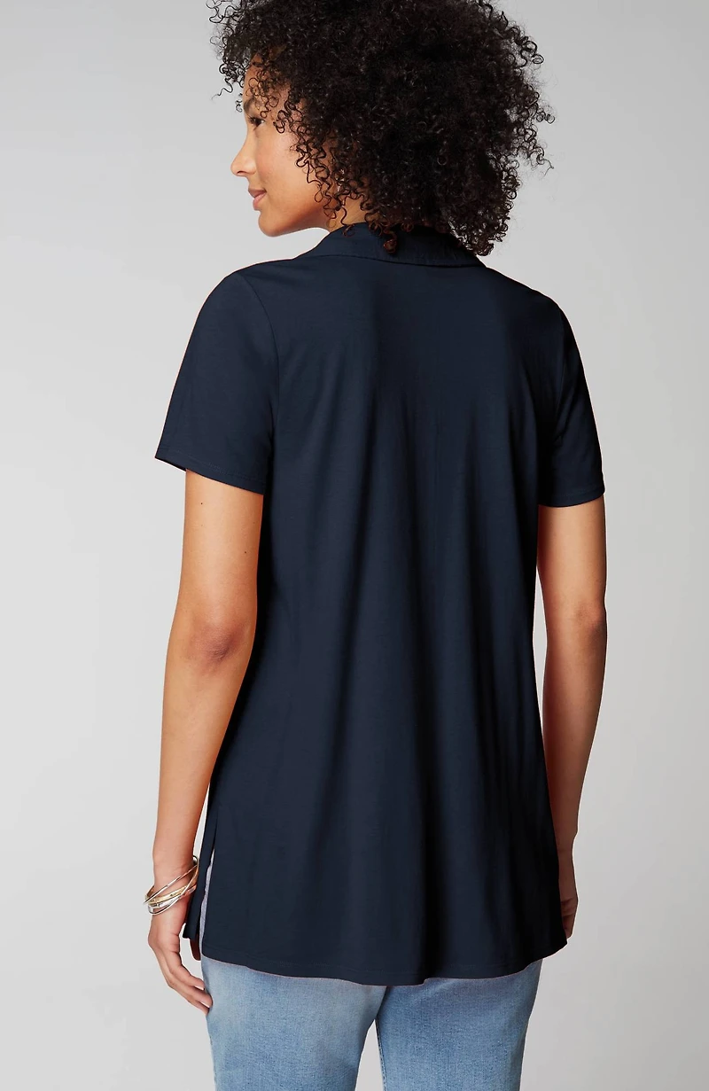 cotton-gauze mixed-media tunic