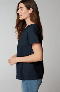 collared short-sleeve sweatshirt