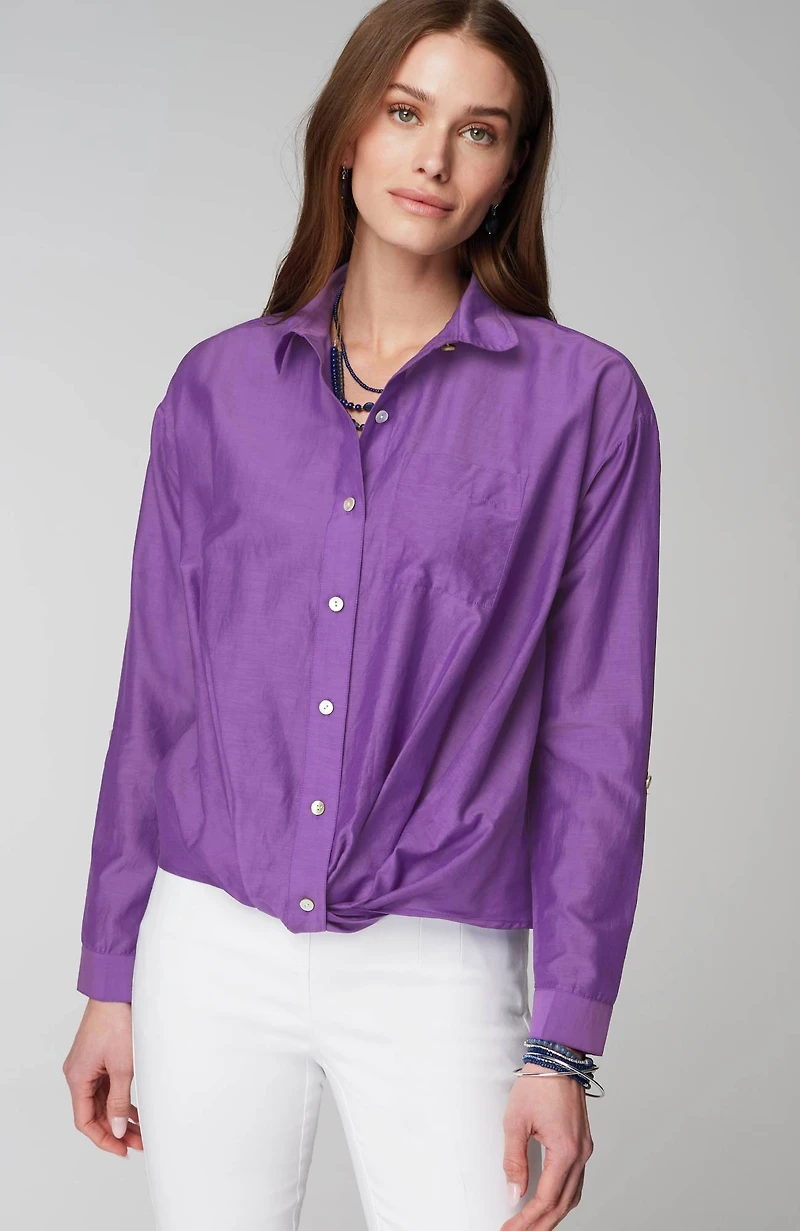 cotton-silk twist-front top