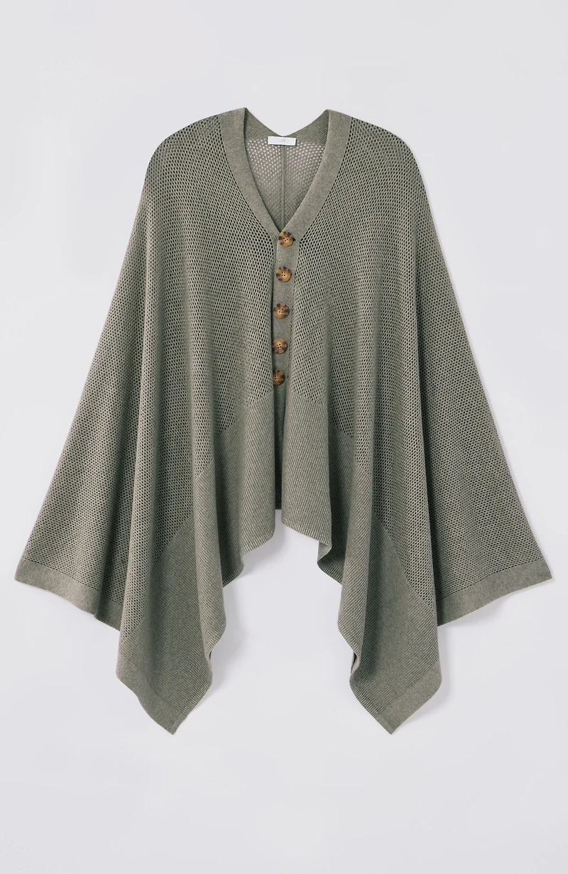 rib-knit two-way poncho