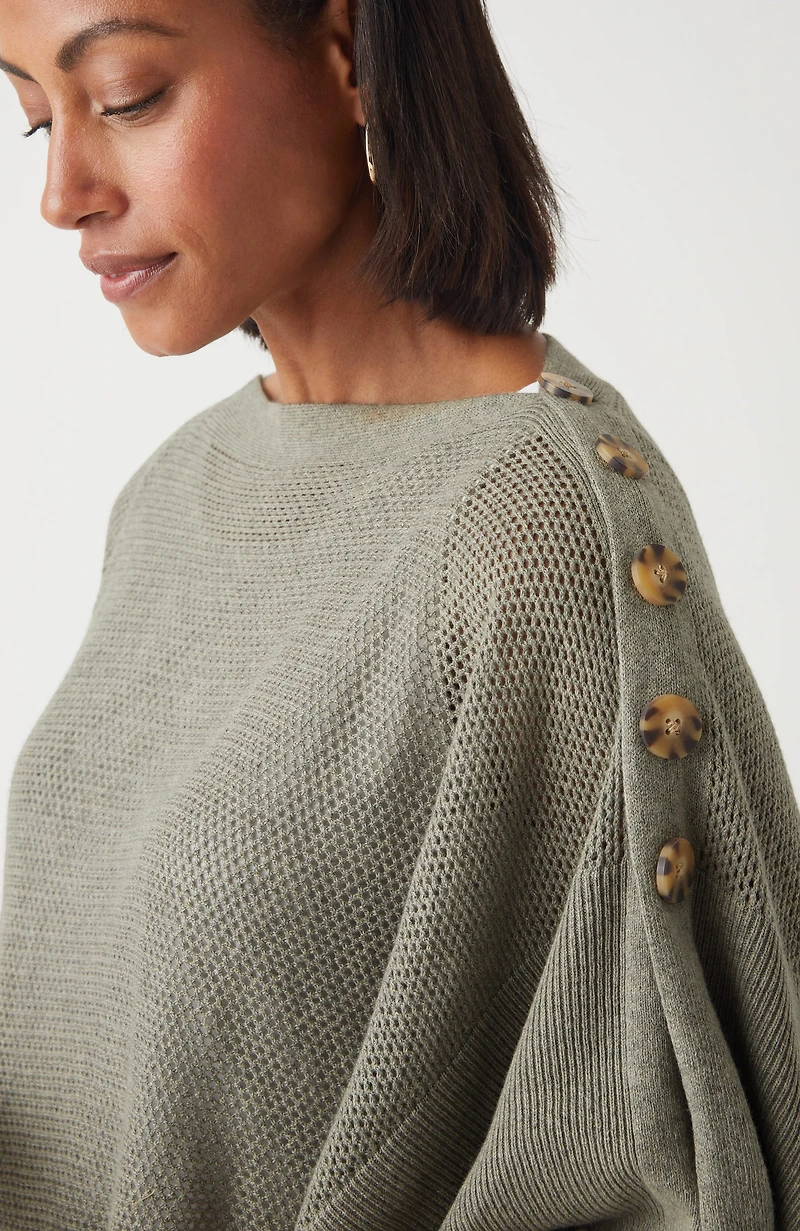 rib-knit two-way poncho