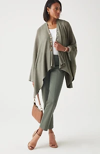 rib-knit two-way poncho