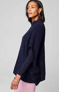 cotton-blend knit poncho