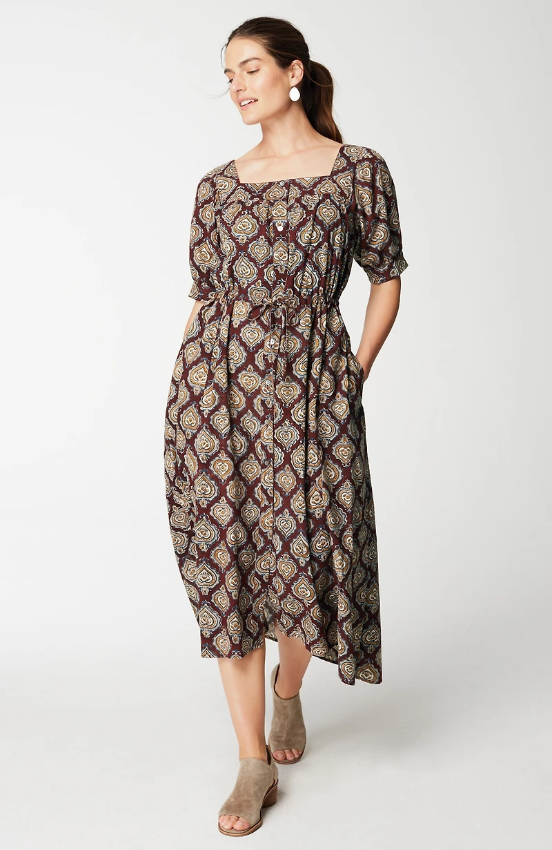 pure jill block-printed square-neck dress
