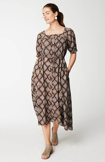 pure jill block-printed square-neck dress