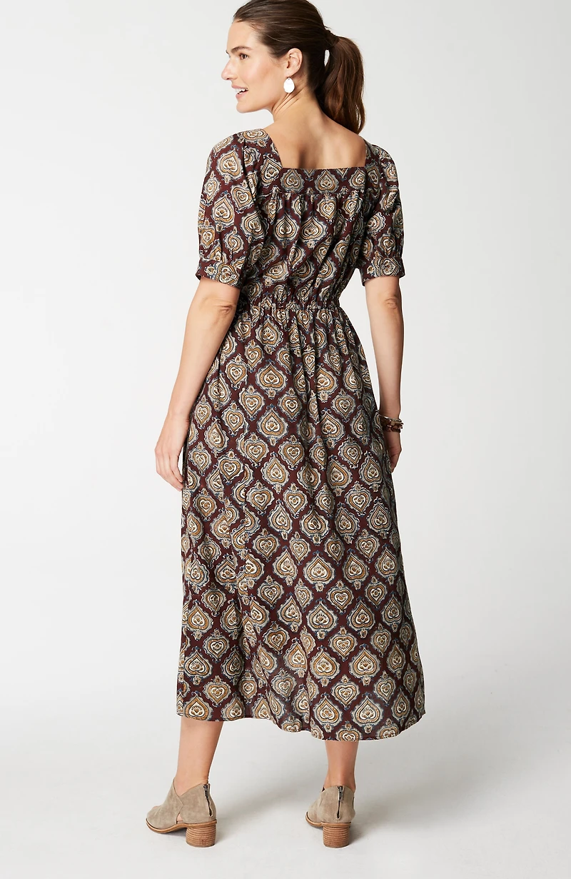 pure jill block-printed square-neck dress