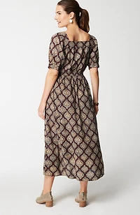 pure jill block-printed square-neck dress