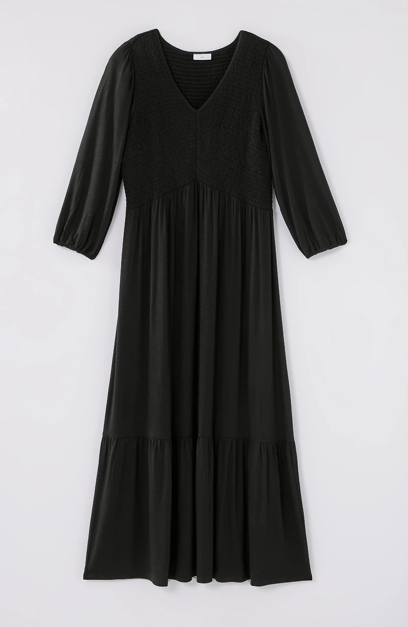 tiered flounced-hem midi dress