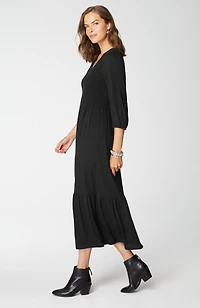 tiered flounced-hem midi dress