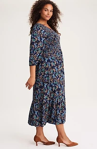 tiered flounced-hem midi dress