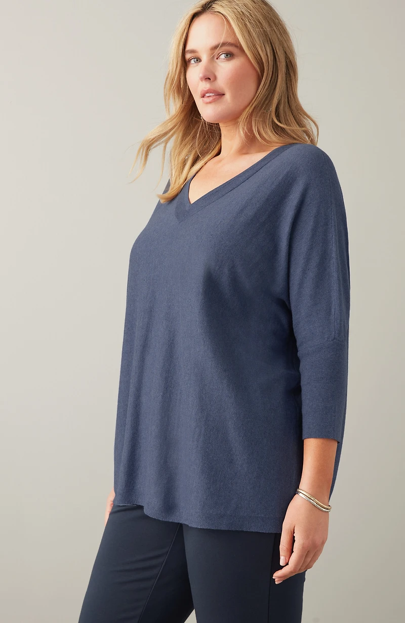 pure jill oversized v-neck sweater