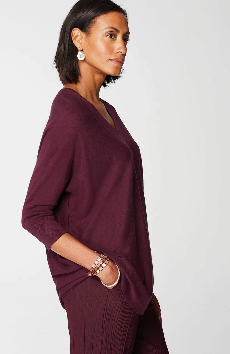 pure jill oversized v-neck sweater