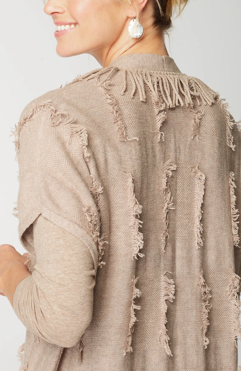 pure jill jacquard fringe gilet