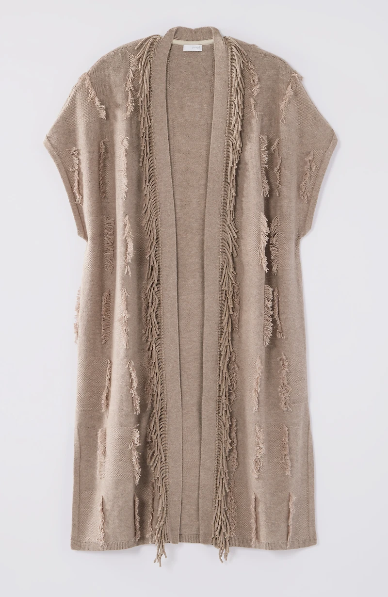 pure jill jacquard fringe gilet