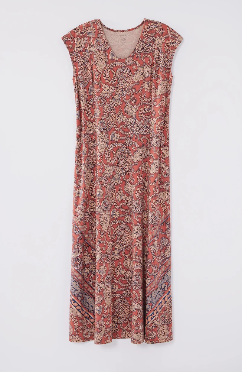 pure jill placed-border maxi dress