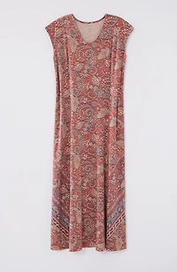 pure jill placed-border maxi dress