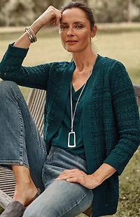 textured-stitch open-front cardi