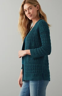 textured-stitch open-front cardi