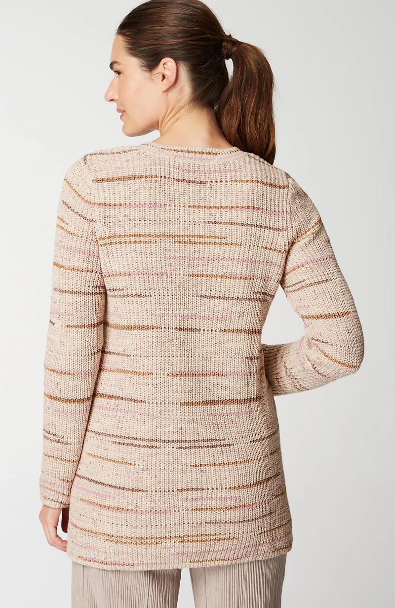pure jill crew-neck intarsia striped tunic