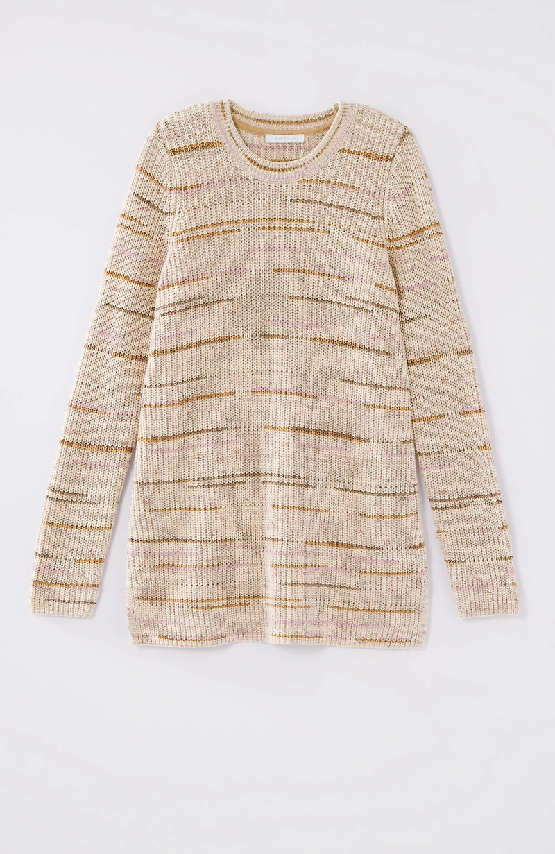 pure jill crew-neck intarsia striped tunic