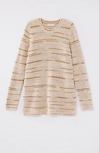 pure jill crew-neck intarsia striped tunic