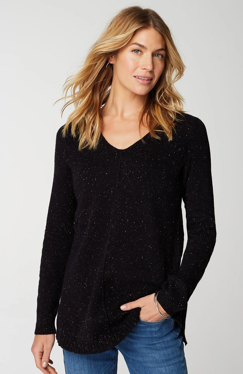 tweeded-cotton sweater tunic