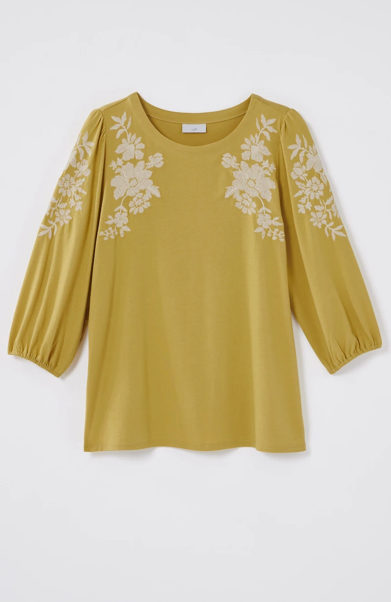 floral-embroidered top
