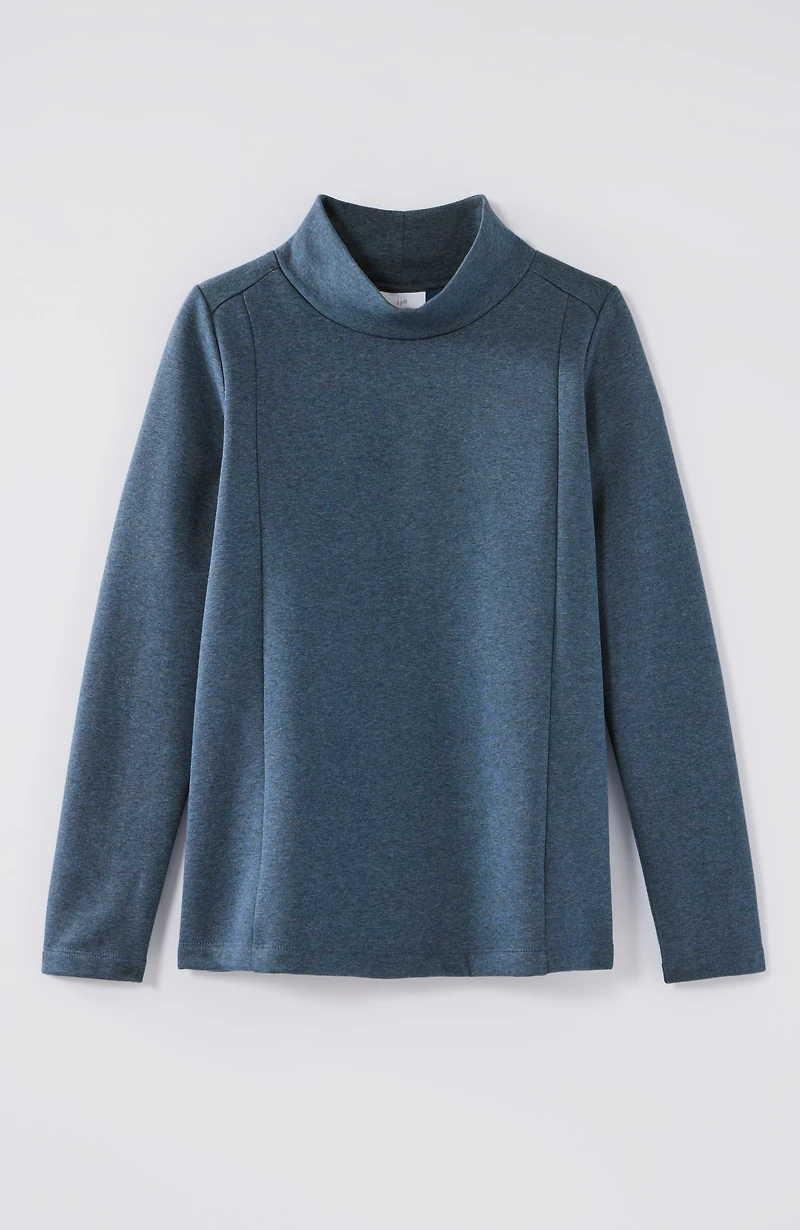 seamed mock-neck top