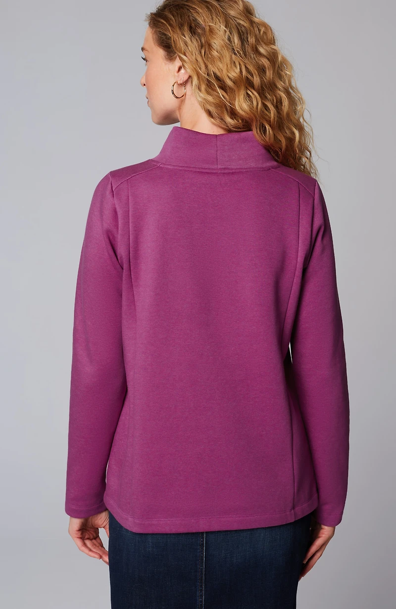 seamed mock-neck top