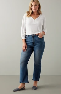 curvy-fit demi-boot ankle jeans