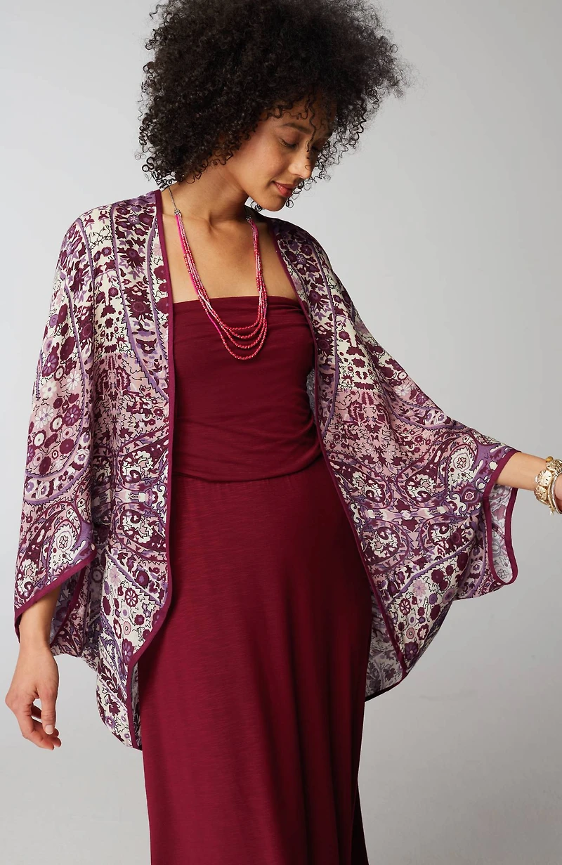 paisley-printed shrug