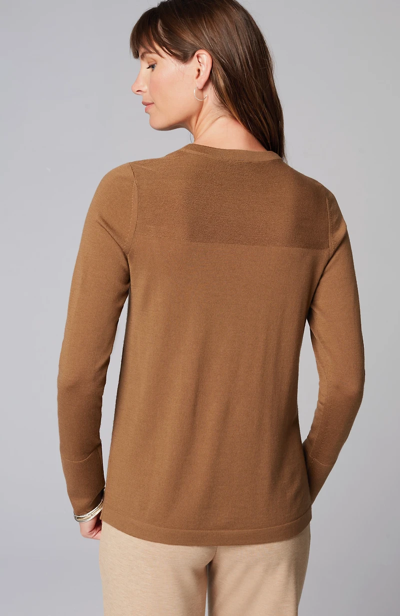 wearever textured-yoke merino sweater