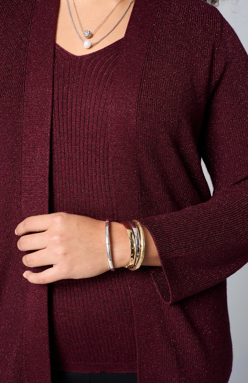 wearever rib-textured sparkle cardi