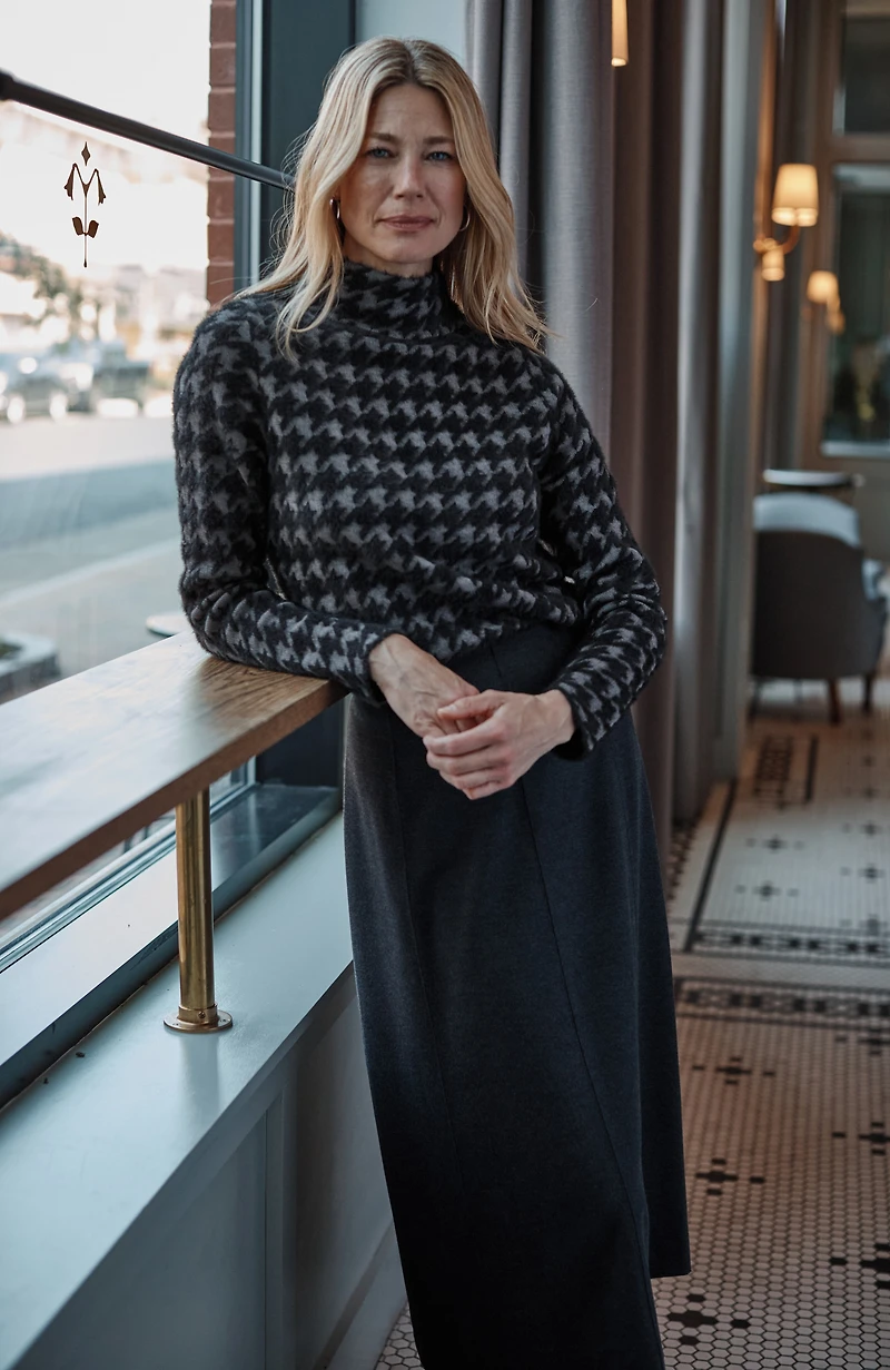 wearever houndstooth jacquard sweater