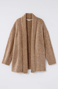 pure jill ribbed-texture shawl-collar cardi