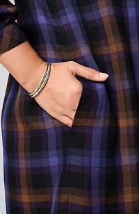 plaid split-neck dress