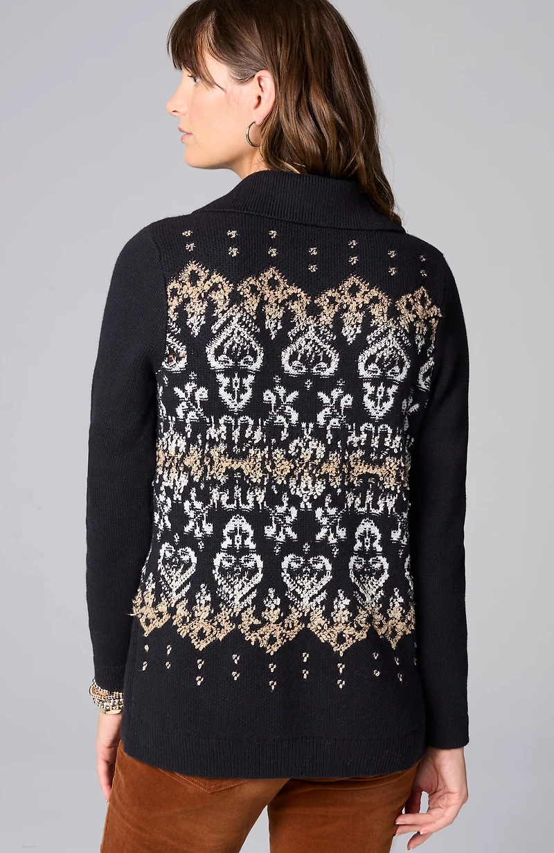 jacquard-patterned collared sweater
