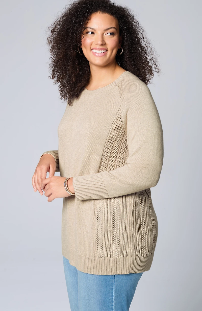 textured-sides crew-neck sweater