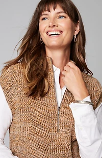 rib-textured marled sweater-vest