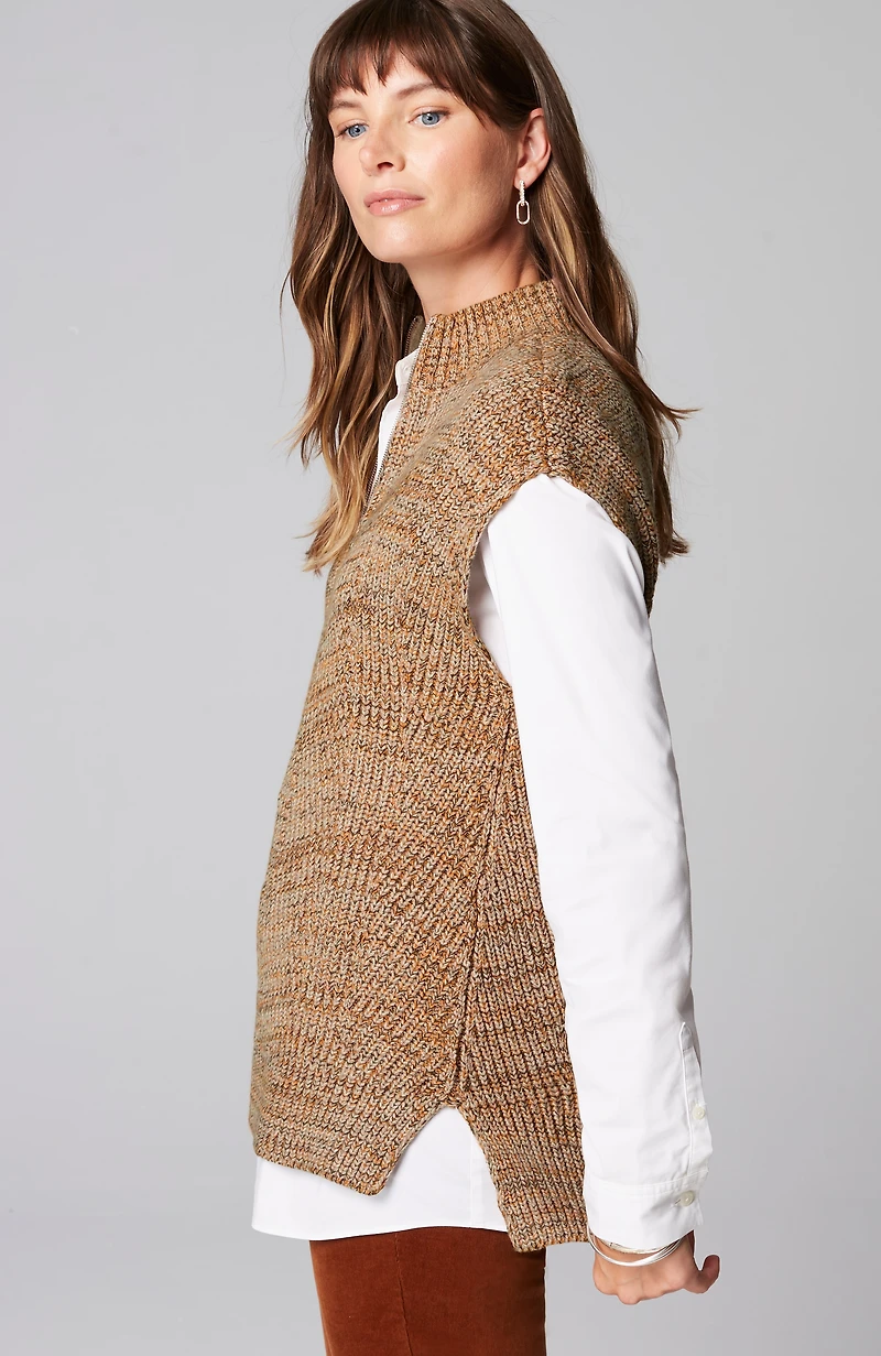 rib-textured marled sweater-vest