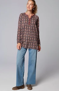 pure jill printed & embroidered knit tunic